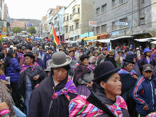 Deomonstration in La Paz jan 2003