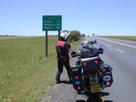 roadside sign on road to mozambique 2002